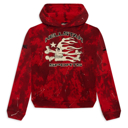 Hellstar Sports Red Tye-Dye Skull Hoodie